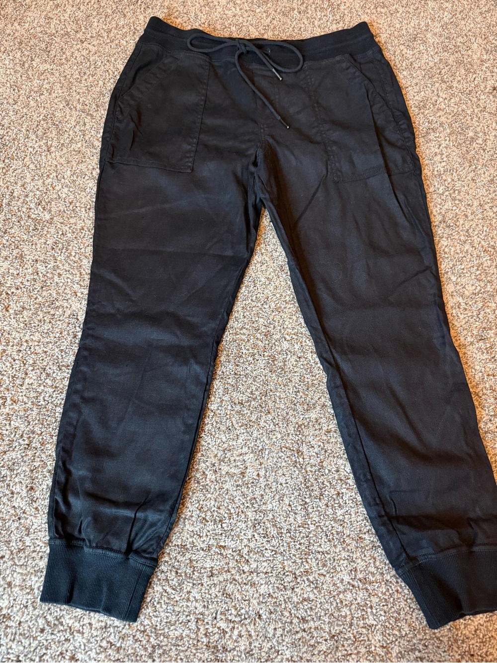 Level 99 Women's linen Black Drawstring Jogger Pants